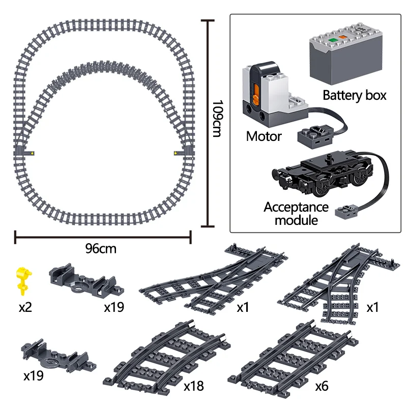 Décennie s de construction de modèle de rail électrique FTP pour garçons, jouet de brique de voiture RC, piste de train, télécommande, ville,