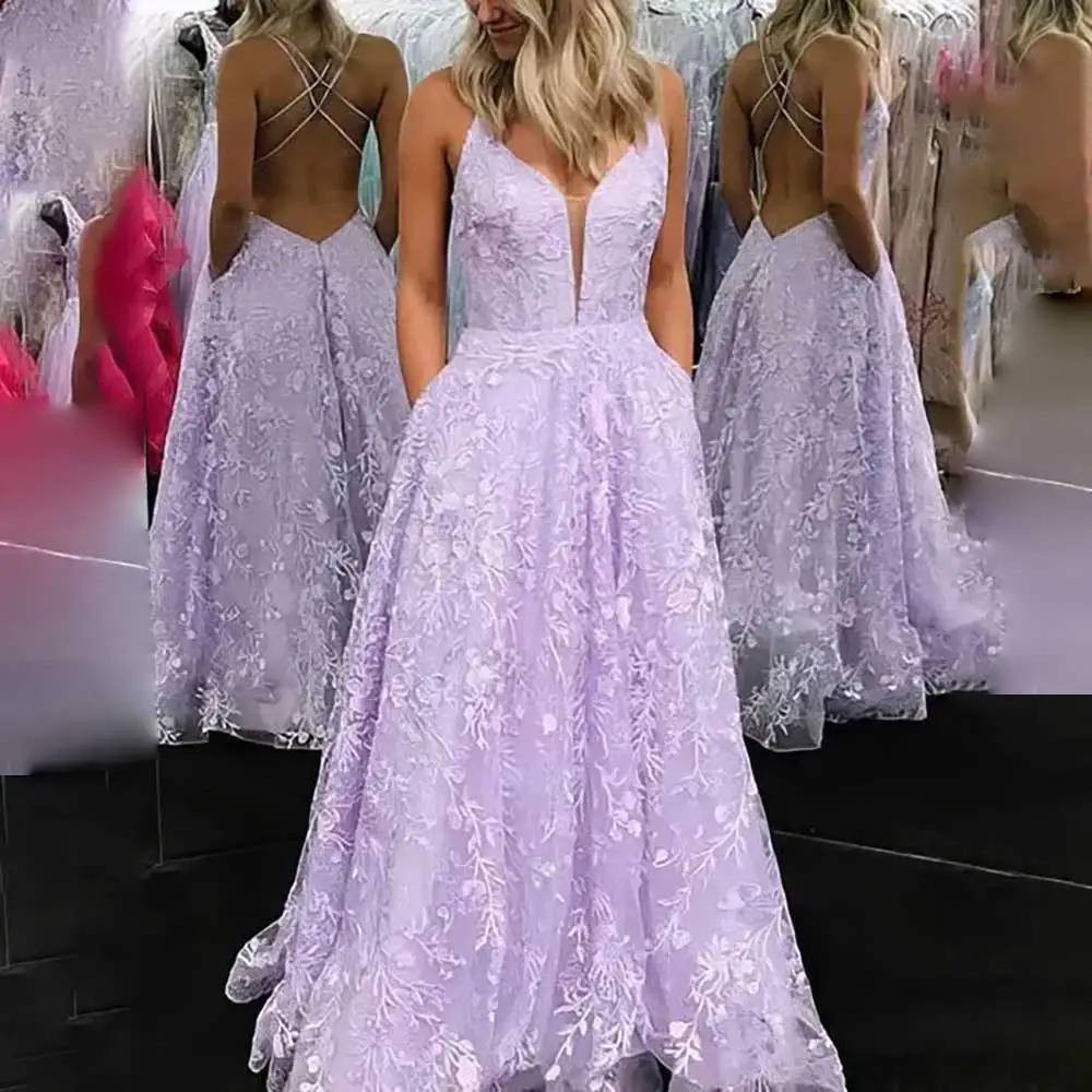 

Сексуальное вечернее платье трапециевидной формы с v-образным вырезом на тонких бретельках и открытой спиной, женские платья для выпускного вечера, платья подружки невесты, вечерние платья