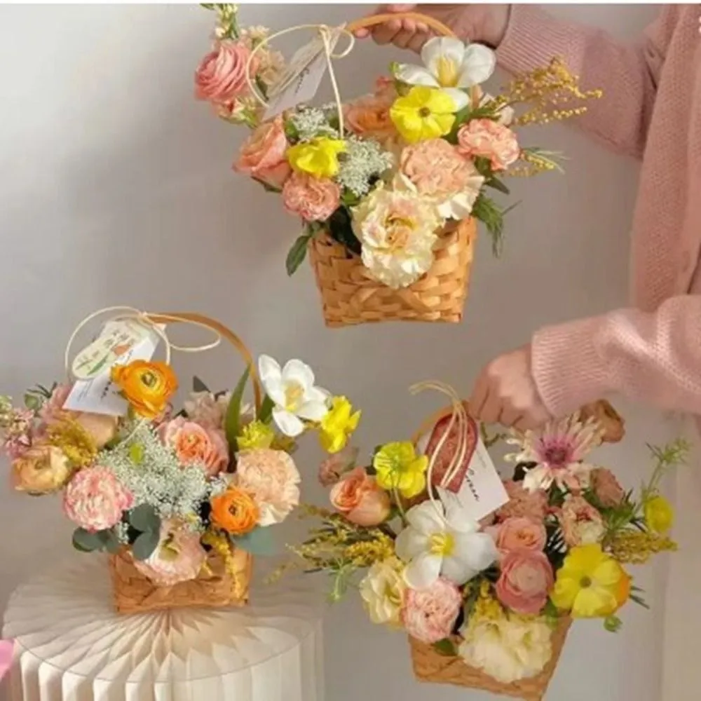 Beautiful Handmade Flower Storage Basket Hand-Woven 5 Styles Wicker Flower Basket Shopping Storage Hamper Basket