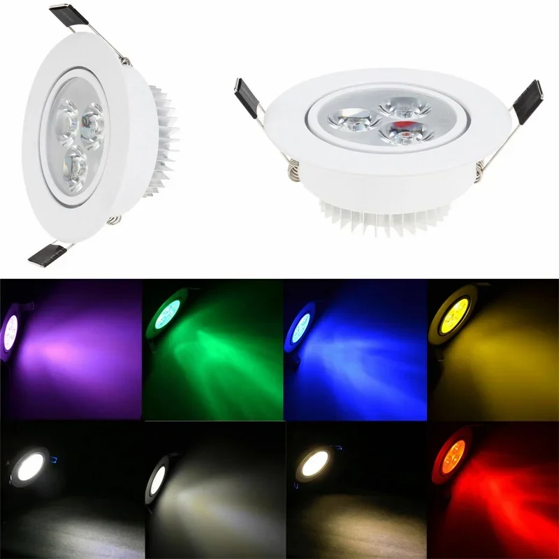 3W wpuszczana oprawa sufitowa LED typu Downlight 12V 24V reflektor LED czerwony żółty niebieski zielony fioletowy ciepły/zimny/nieutralny biały