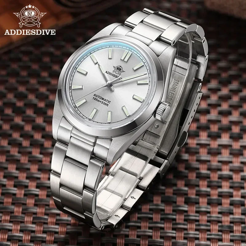 ADDIESDIVE 36mm Fashion Automatic Watch For Men PT5000 Sapphire Glass Mechanical Watches 10Bar Diving Super Blue Luminous AD2028