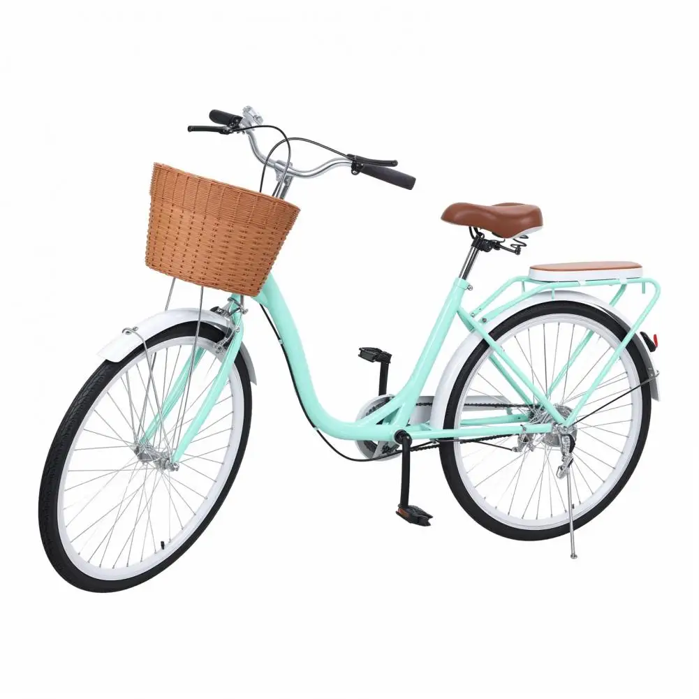 26-Zoll-Cruiser-Fahrrad für Damen, City-Fahrrad im Pendelstil mit Korb, Urban-Fahrrad mit V-Bremsen vorne und hinten, verstellbare Sitzhand