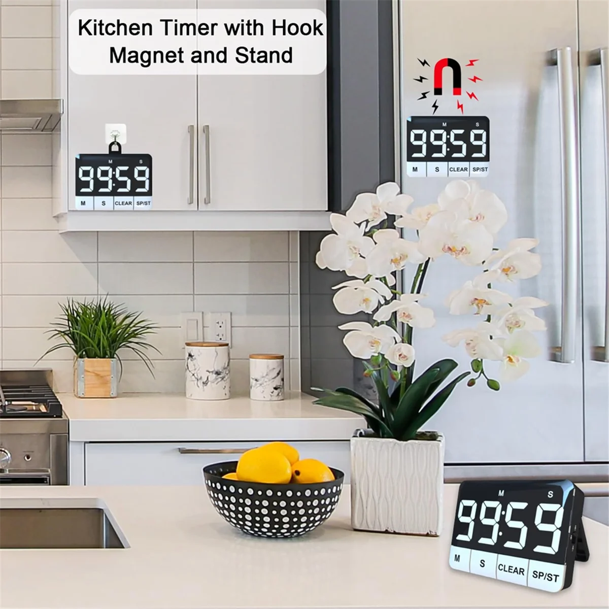 Kitchen Timer, 120DB Loud Digital Kitchen Timer Countdown with LED Display, Count UP Countdown Magnetic Countup Timer