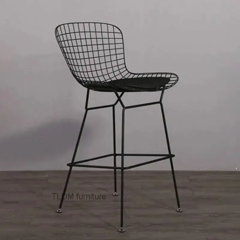 Backrest Metal Bar Chairs Modern Outdoor Industrial Fashion High Chairs Stainless Steel Waiting Restaurante Muebles Furniture