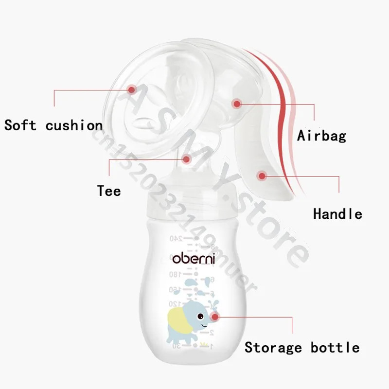 مضخة صدر بتلات بقطر واسع من Oberni زجاجة أطفال متغيرة ، مضخة صدر لتدليك حليب الثدي ، شفط يدوي
