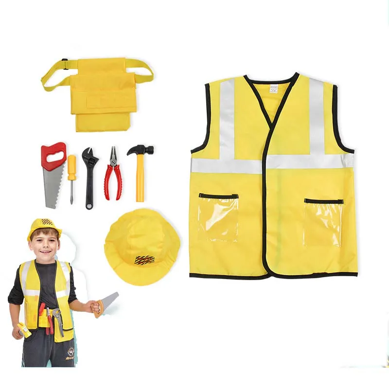 Boy Child Halloween Carnival Party Costumes Construction Worker Career Costumes For Kids