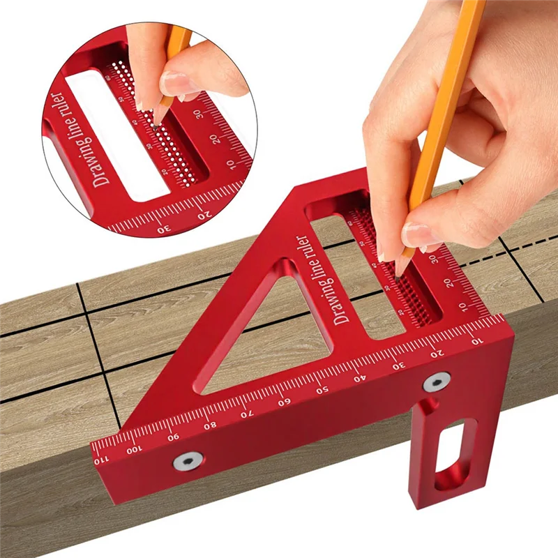 ABMO Holzbearbeitung Quadratischer Winkelmesser Gehrung Dreieck Lineal Hochpräzises Layout-Messwerkzeug für Ingenieur Zimmermann