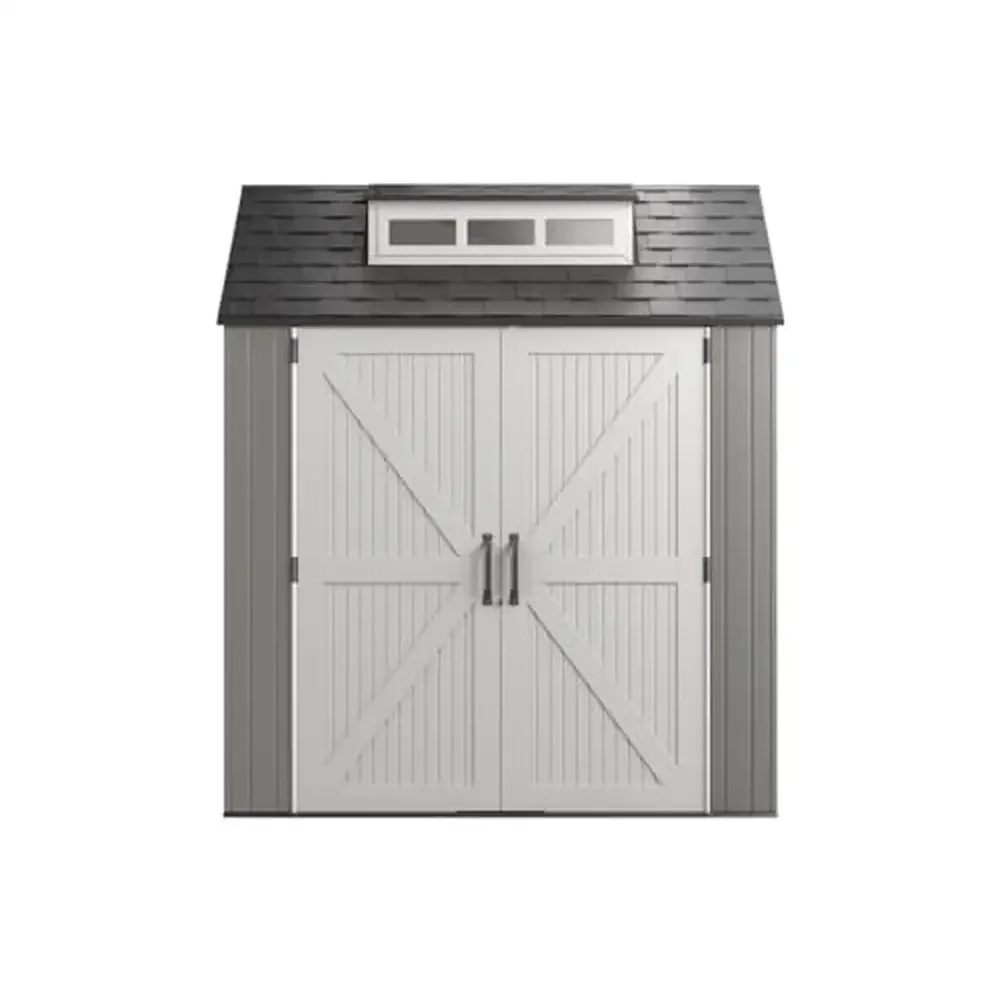 Outdoor Storage Shed 7x7 Ft Resin Gray Weather Resistant Organization Home/Garden/Lawn Tools/Mower/Bike with Double Wall 180