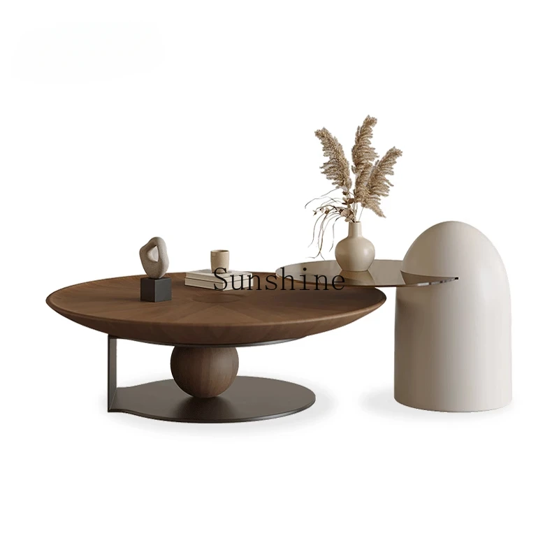 

Art color walnut size coffee table combination small apartment round Italian minimalist modern design