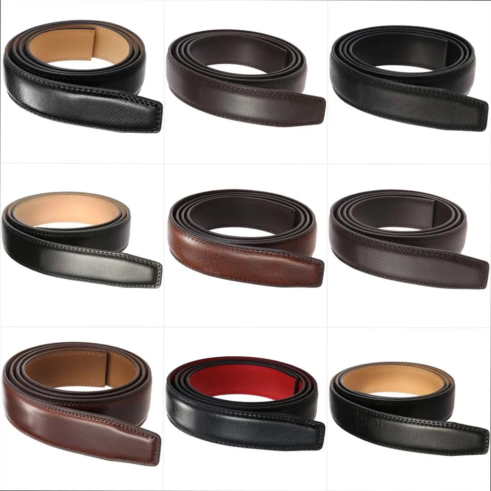 Luxury 3.1cm Width High Quality Cowhide Leather Belt For Men Fashion Black Red Brown Men's Automatic Belt Without Buckle