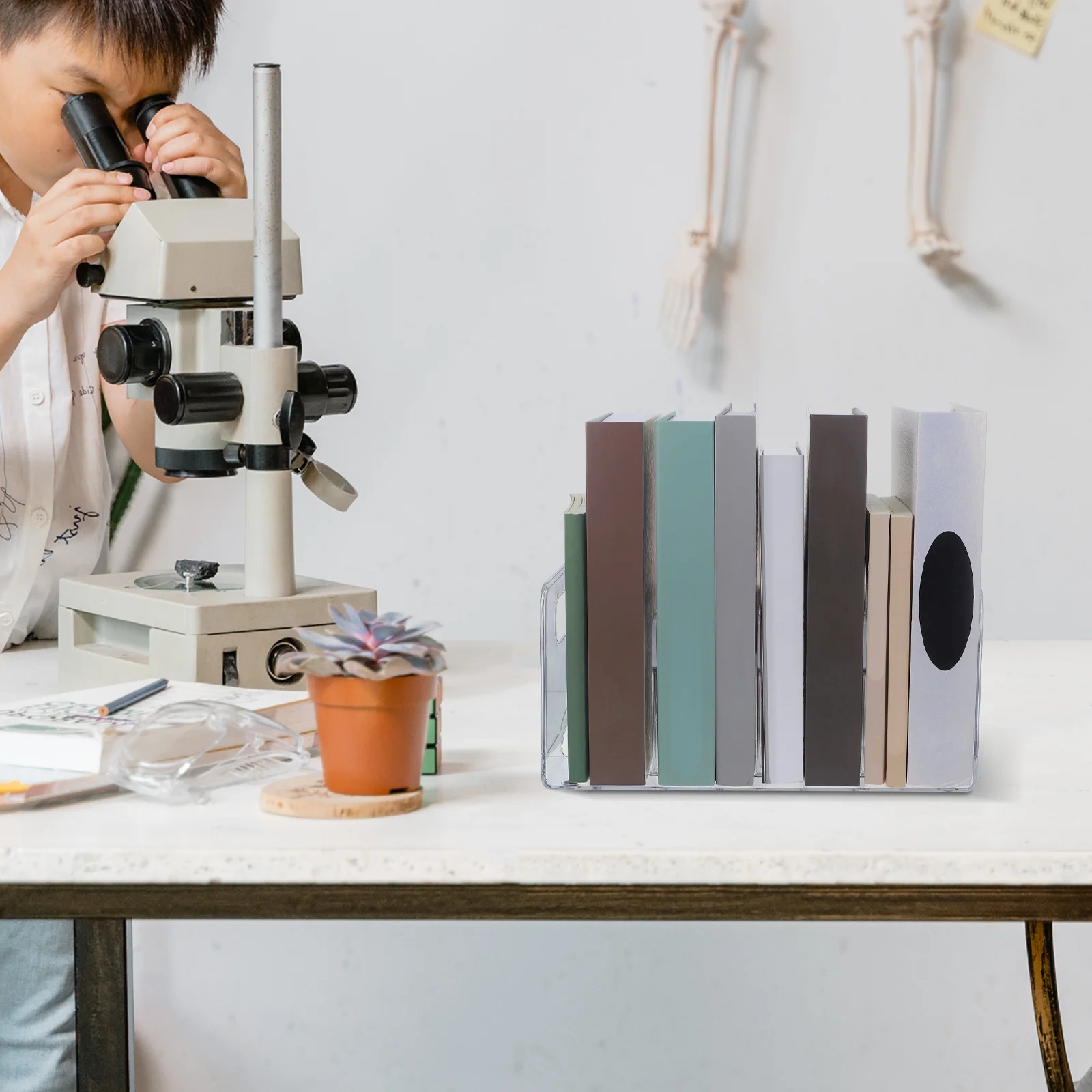 

Book Stand Multifunctional Book Organizer For Heavy Books Office Table Bookend Acrylic Holder Shelf Accessories File