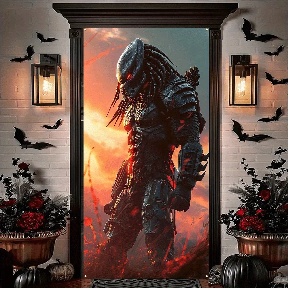 2D banners, one by one. Halloween and Christmas-themed alien versus predator. Made of durable polyester material.