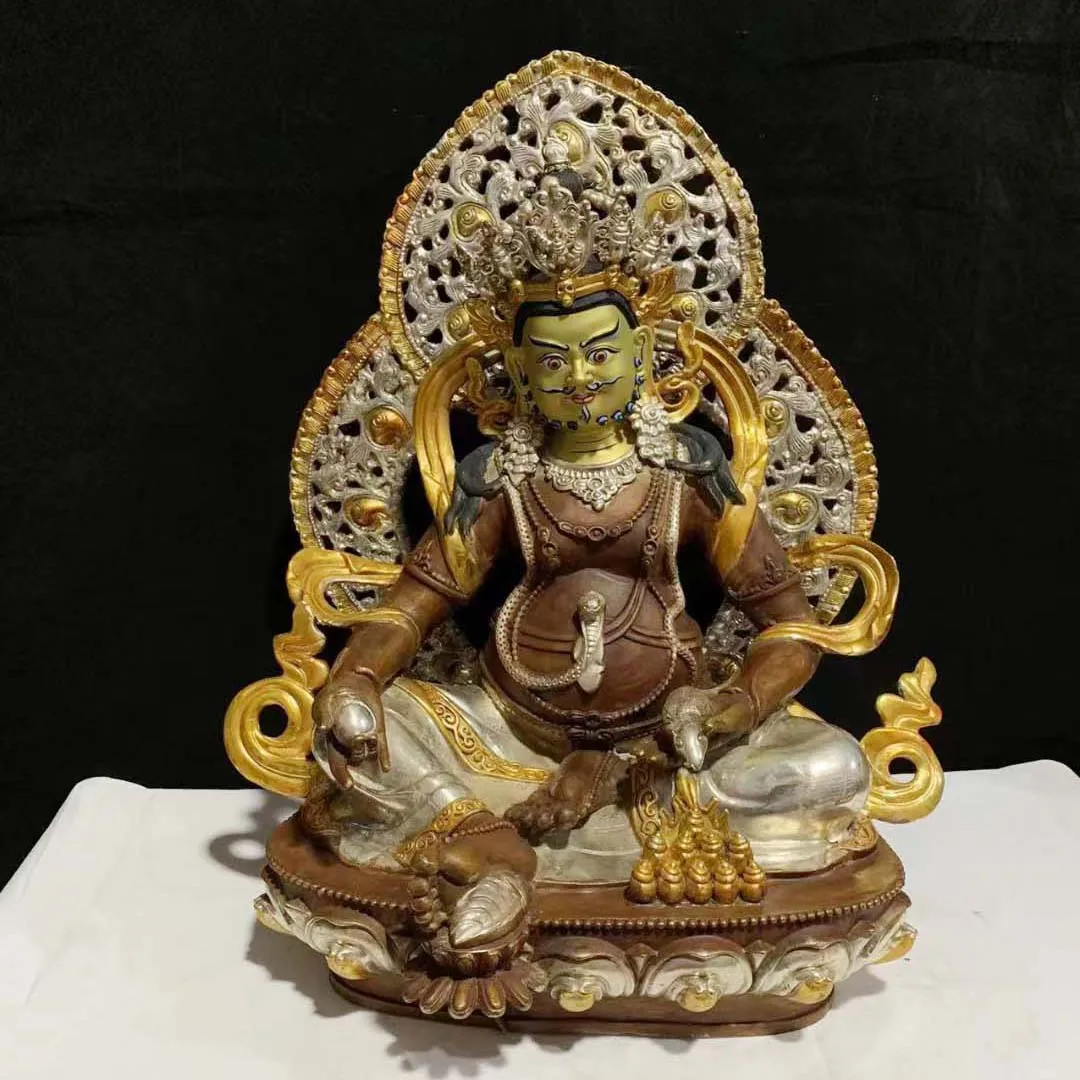 48CM large Wholesale Buddha statue # gilding COPPER Yellow Jambhala fortune god Tibet temple family Altar efficacious Protection