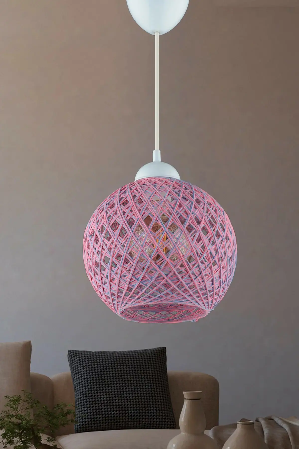 Balle Pink Blue Ball Pendant Lamp Chandelier Md064 Height: 20 cm * Width: 22 cm * Depth: 18 cm * Lamp Holder length: 54 cm