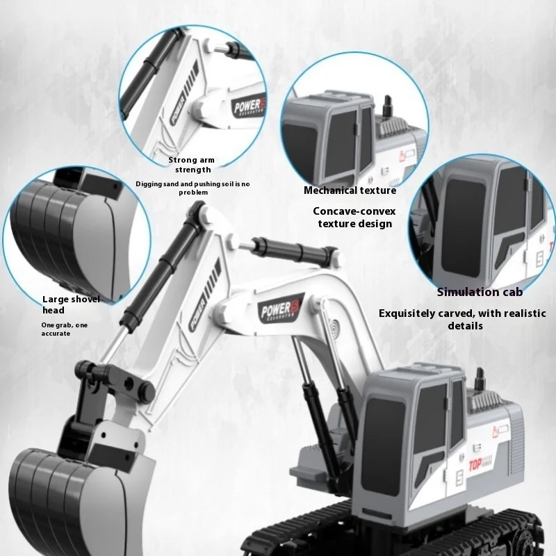 سبيكة كهربائية لودر أطفال بالريموت كنترول التحكم عن بعد حفار سيارات لعبة مع آلية هوك الأرض للعب التعليمية للأطفال