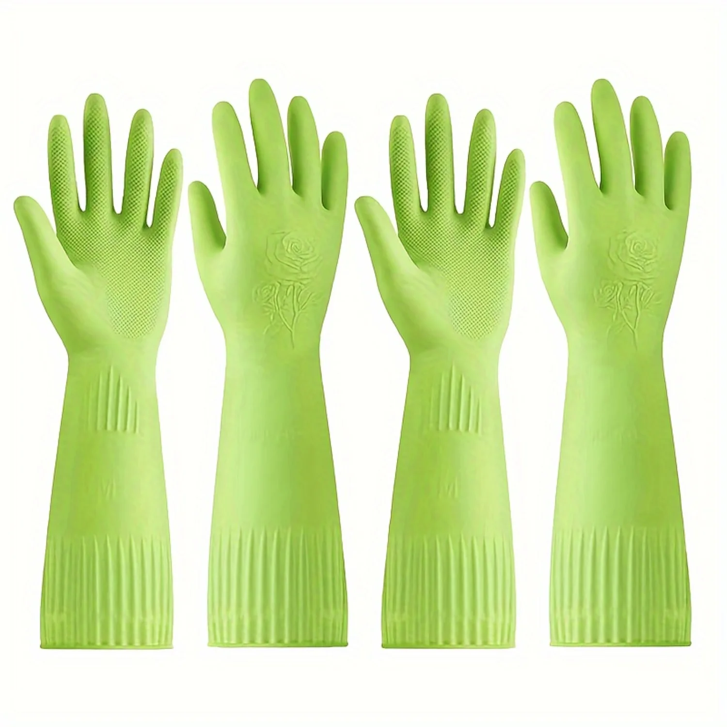 2 Pairs, Long Household Cleaning Gloves for Washing Dishes - Dishwashing Gloves for Kitchen Cleaning