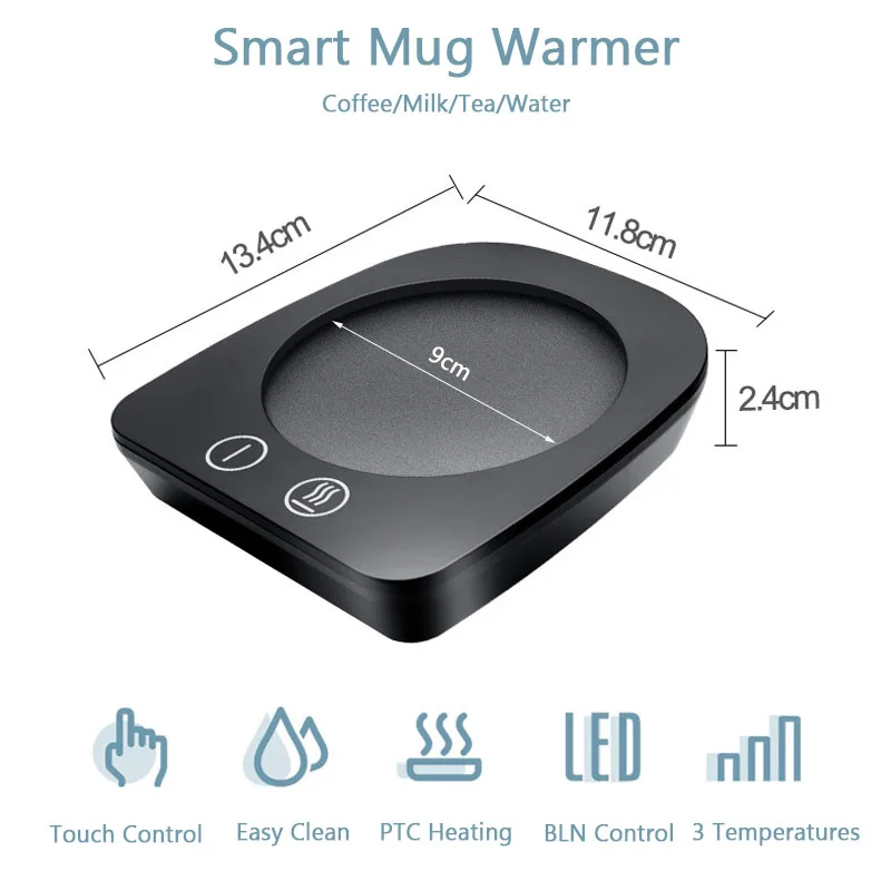 مدفأة للقدح القهوة الذكية للاستخدام مكتب عمل المشروبات الكهربائية دفئا 3 درجات الحرارة السيارات قبالة لوحة التدفئة لمياه الشاي الحليب