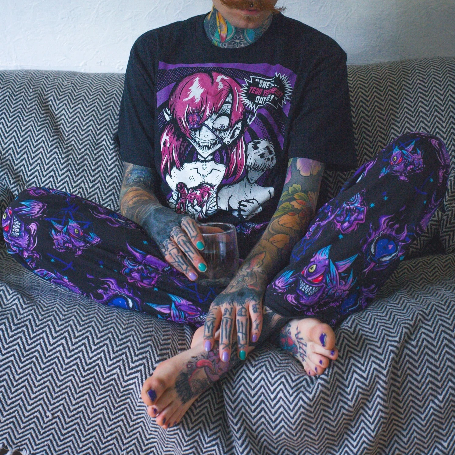 Bandai Pocket Monster Gengar Anime Allover Print Adult Kids Lounge Sleep Pants Summer Quick-dry Comfy Lightweight Wide-leg Pants