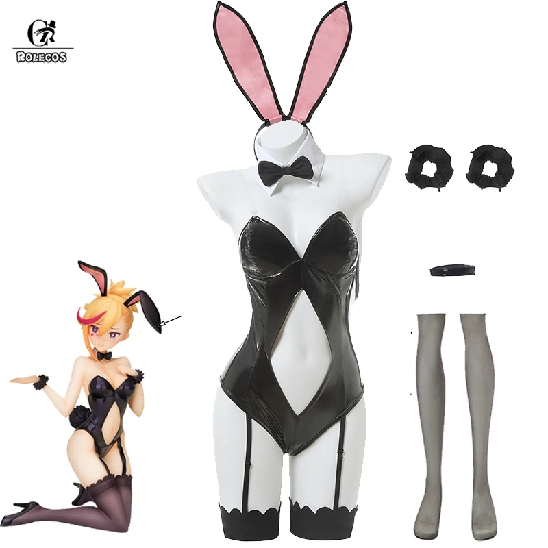 

ROLECOS Game Muse Dash Cosplay Bunny Girl Rin Cosplay Costume Rin Sexy Jumpsuits Costume Leather Costume For Women Full Set