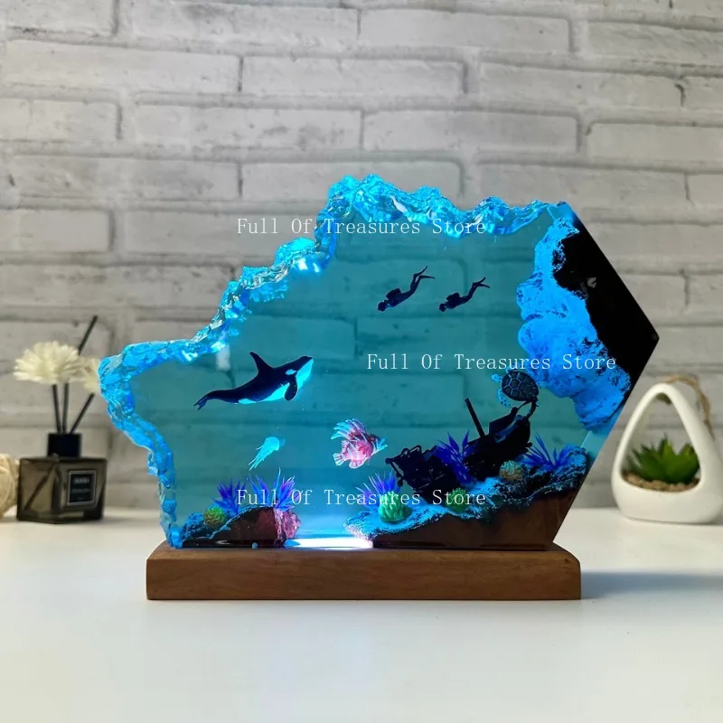 

Resin Lights, Orcas and Turtles Epoxy and Wooden Handmade Furniture Birthday Gifts Unique Gifts