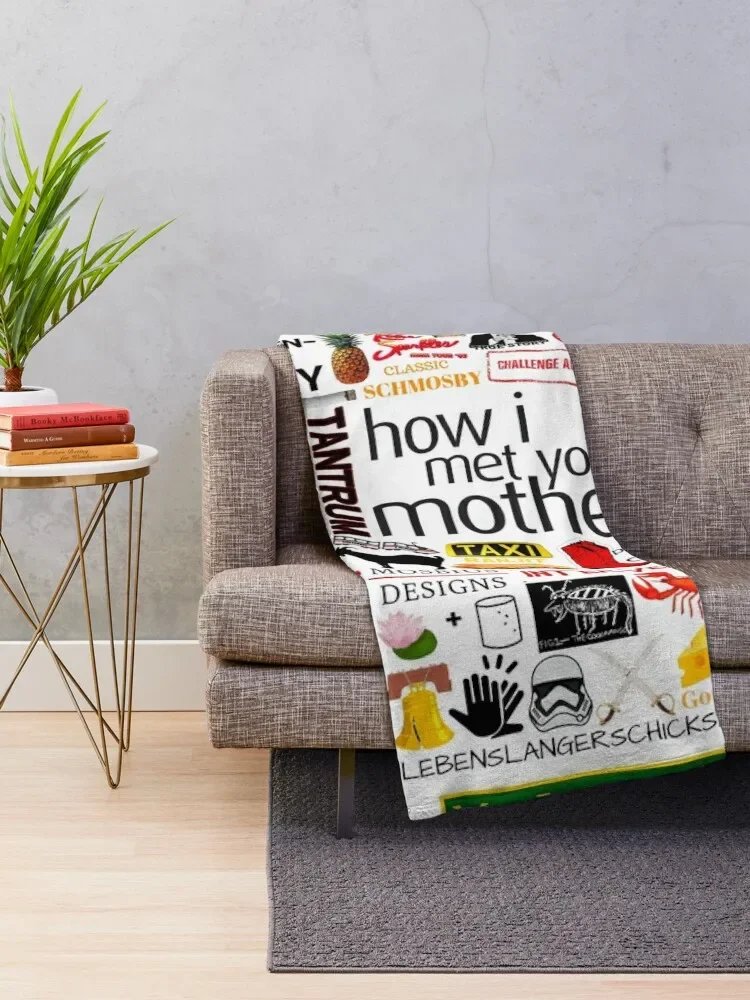 How i Met Your Mother Collage Poster Iconographic - Infographic (White) Throw Blanket Personalized Gift Bed Blankets