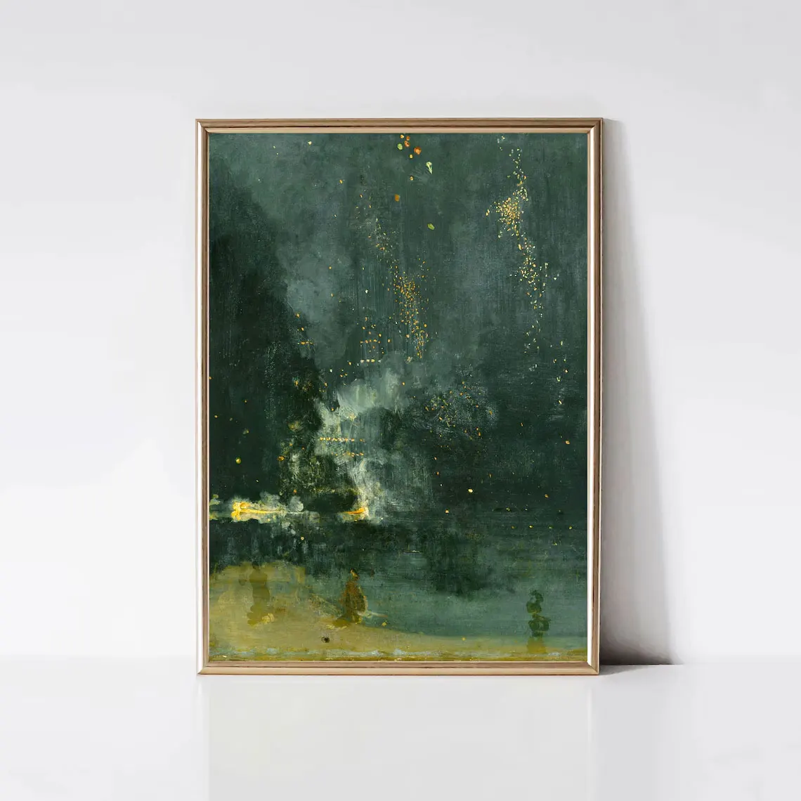 Nachtstudie in Schwarz und Gold – Fallende Rakete von James McNeill Whistler |   Abstrakter Kunstdruck |   Moderne Druckbare Wandkunst Digital