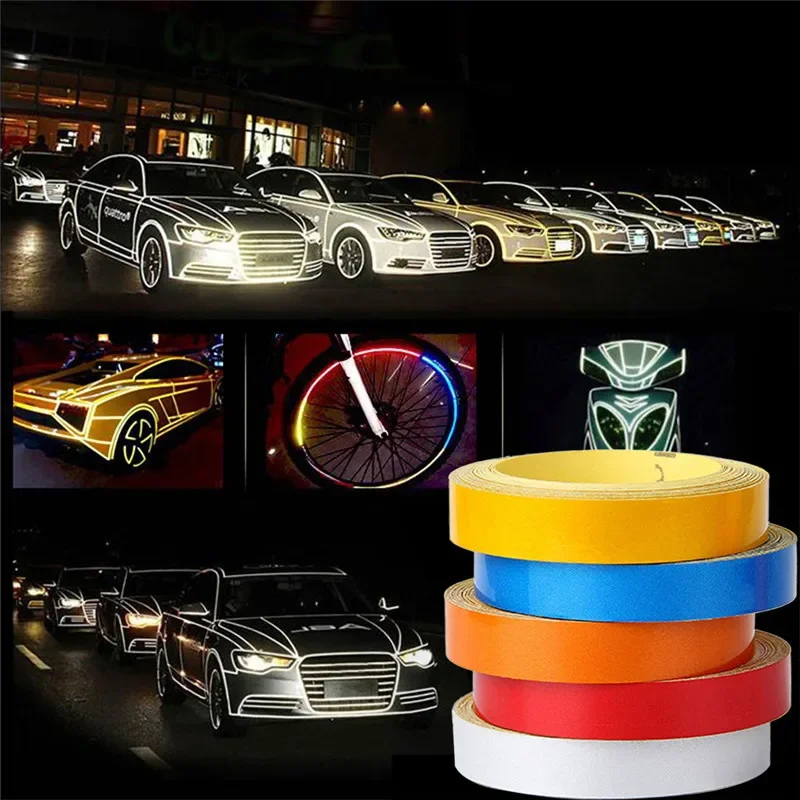 5/8m Motorcycle Car Luminous Reflective Sticker Reflective Tape Roll Bright Safety Auto Car Bicycle Cycling DIY Reflector Tape