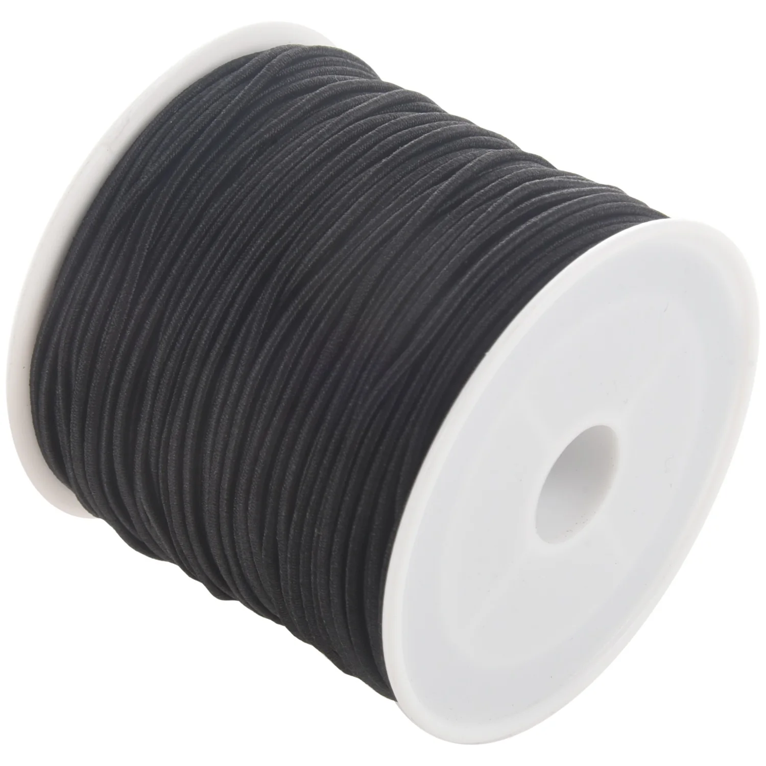 AT16 1 Roll 24m Long Black Round Elastic Beading Thread Cord 1mm