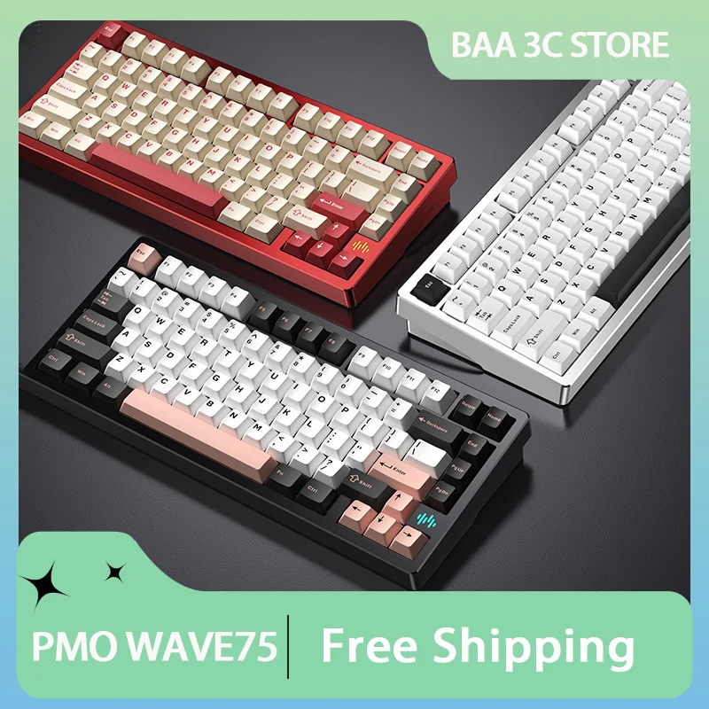 

PMO WAVE75 Mechanical Keyboard Tri-Mode Aluminium Alloy Wireless Bluetooth ARGB QMK VIA Customized Esports Game Office Keyboard