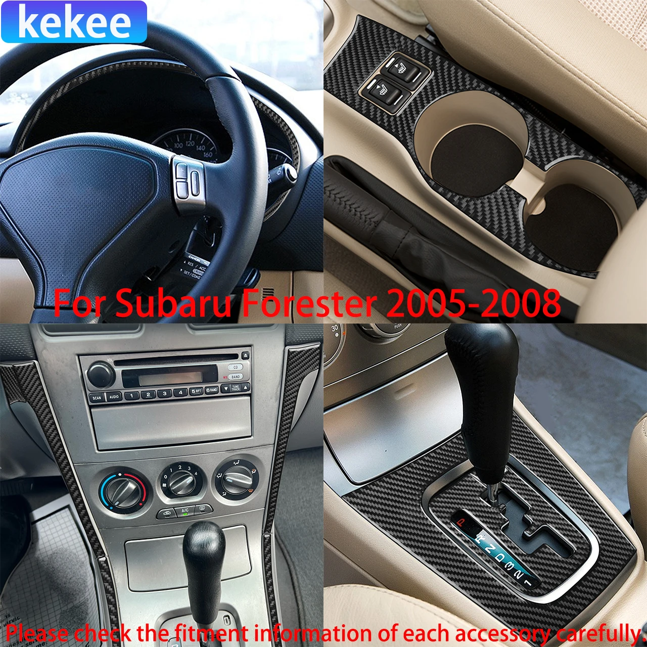 

For Subaru Forester 2005-2008 Carbon Fiber Gear Shift Window Lifting Dashboard Air Vent Interior Car Accessories Cover Stickers