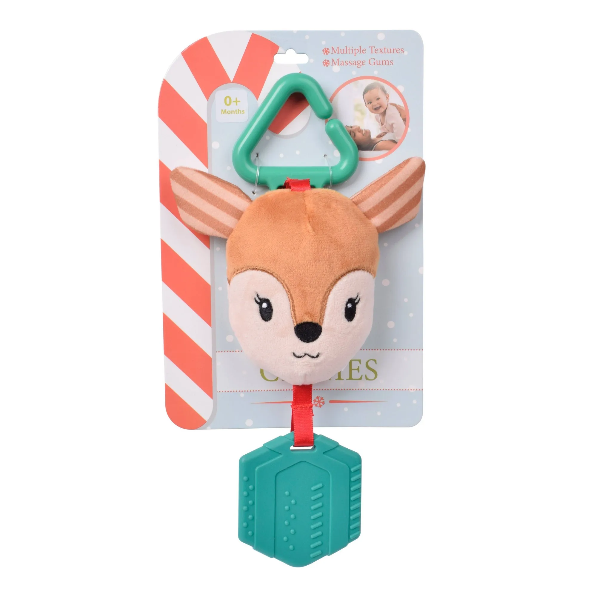 Reindeer Chime Teether Baby Toy, Soft Silicone Christmas Sensory Rattle For Fine Motor Skill Development