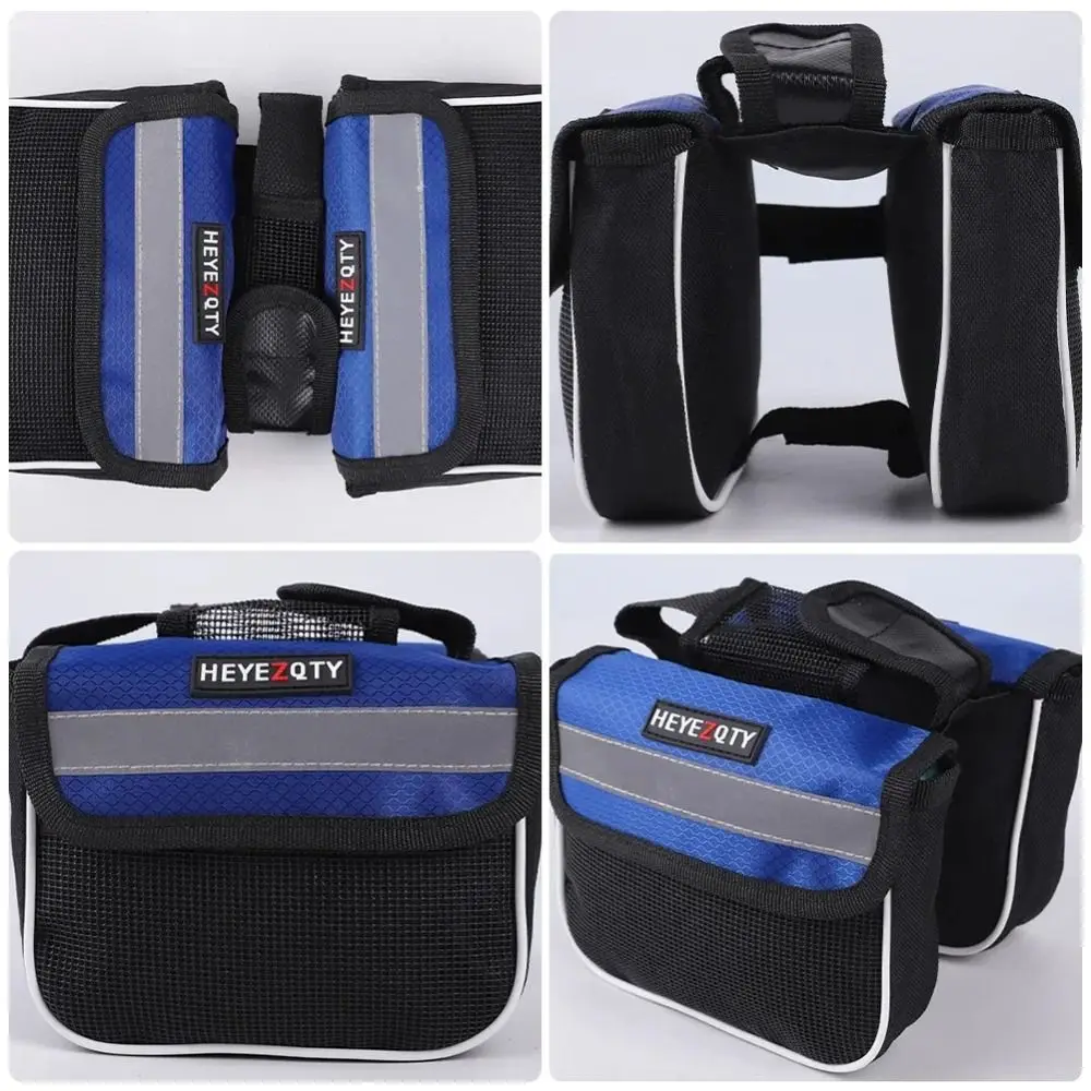 

Large Capacity Bicycle Saddle Bag Waterproof Double-Side Pockets Bicycle Front Beam Bag Oxford Cloth Cycling Phone Bag