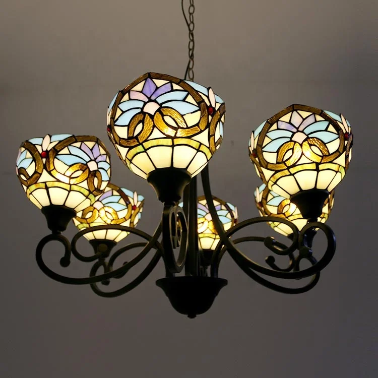 Luxury European Room Chandeliers   Floral Love Stained Glass Lamp Pendant Light Home Decoration