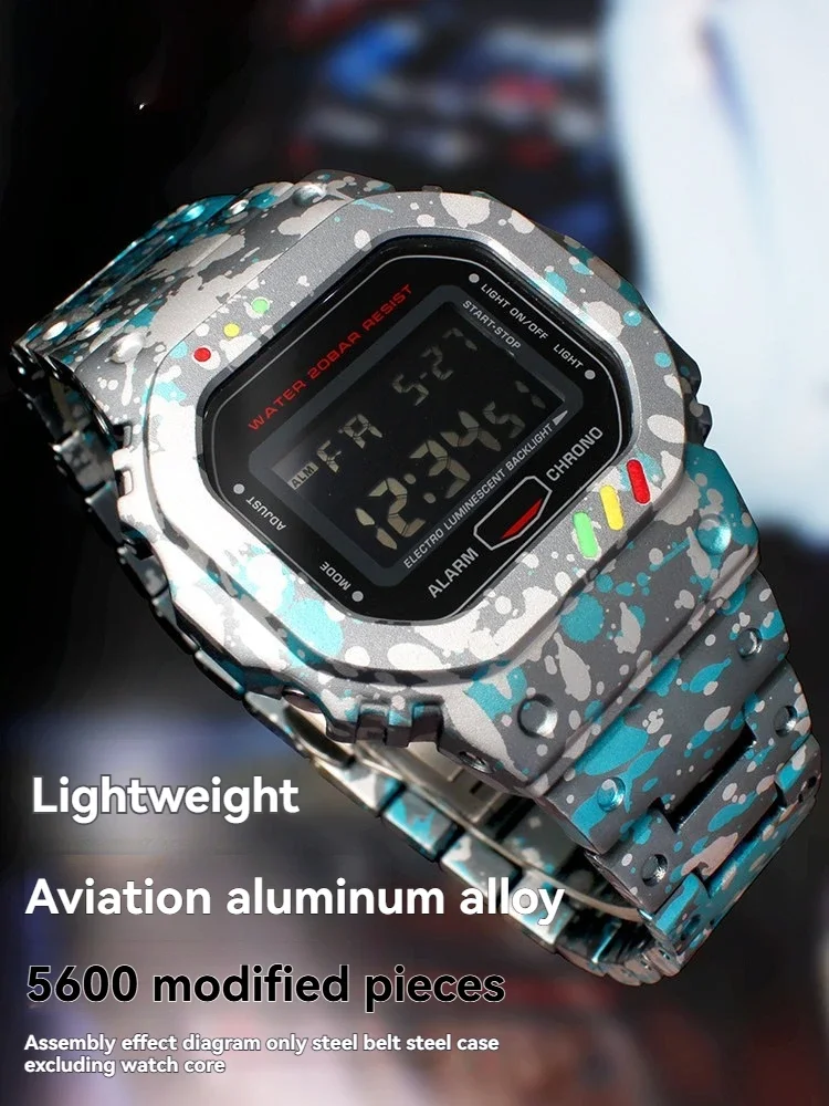 dw5600-gw-b5600-アルミ合金ケース＆ストラップ改造キット-カシオ-3229-gwx-5600-dw5030-dw5035用-メタルベゼルバンド-▏-5600交換部品