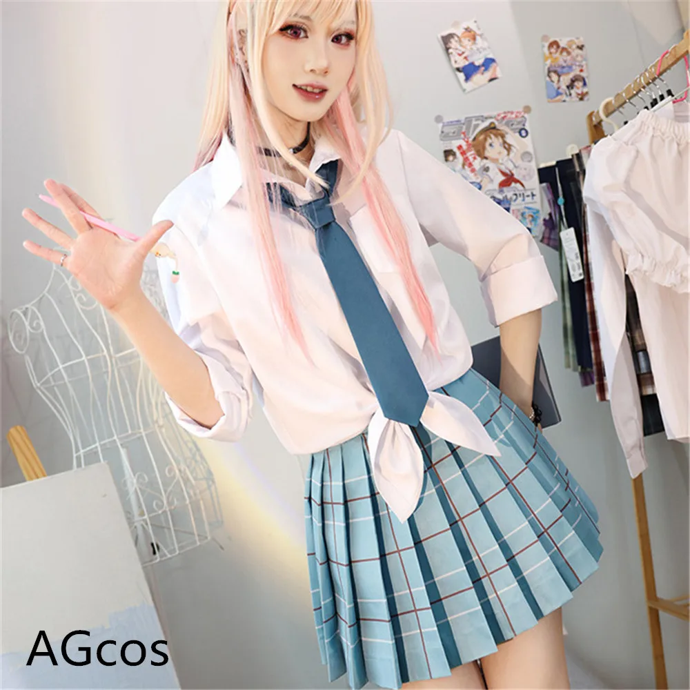 AGCOS Presale Của Tôi-Đầm Lên Darling Marin Kitagawa JK Đầm Trang Phục Hóa Trang Cô Gái Học Sinh Váy + Áo Sơ Mi