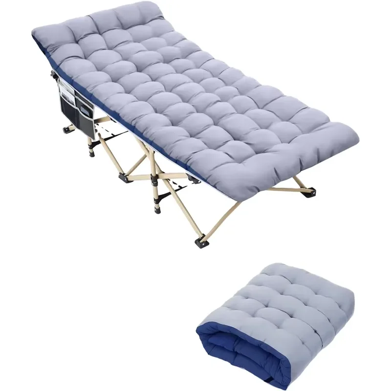 Heavy Duty EN581 Multipurpose Camping Bed with Mattress Outdoor Patio Garden Beach Portable Sleeping Single Rollaway Bed