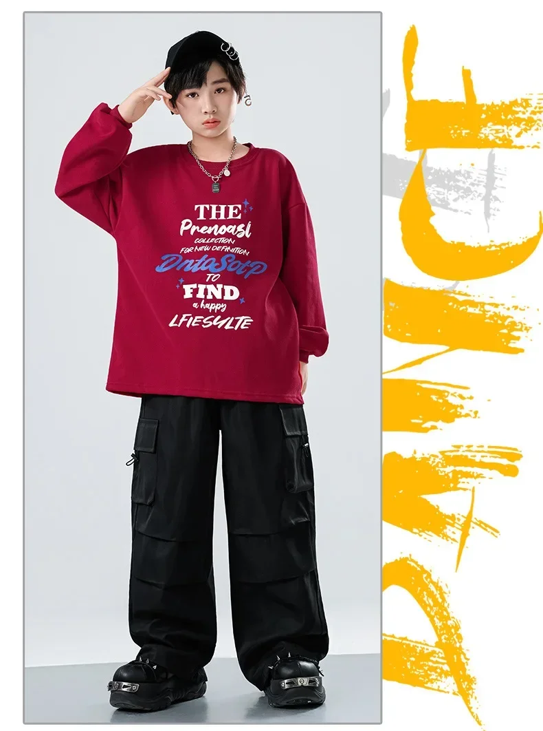 Hip-Hop-Kostüme für Kinder, Streetwear für Jungen und Mädchen, Jazz-Tanz-Outfits für Kinder, lässiges Sport-Hip-Hop-Set für Bühnenauftritte. – Detail 9