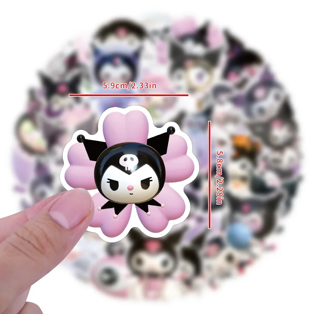 Sanrio Kawaii Kuromi Adesivos para Crianças, Decalques de Scrapbook, À Prova D \'Água, Graffiti, Laptop, Mala, Guitarra, Motocicleta, 10 Pcs, 25 Pcs,