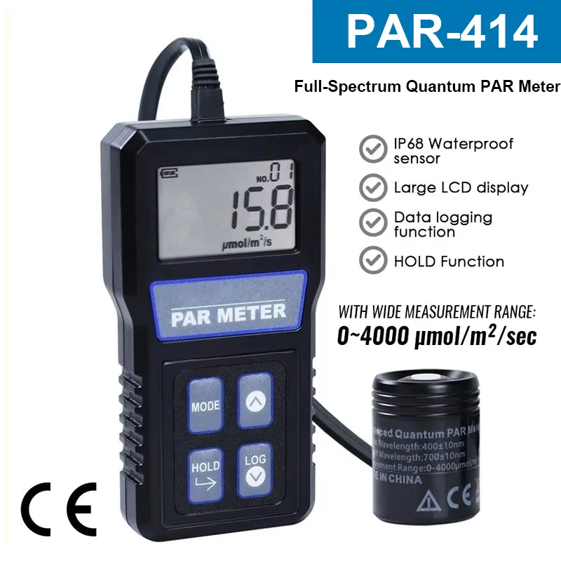 Digital PAR Meter IP68 Waterproof Probe PPFD Tester Full Spectrum Quantum Sensor Photosynthetic Activity For Aquarium Reef Plant