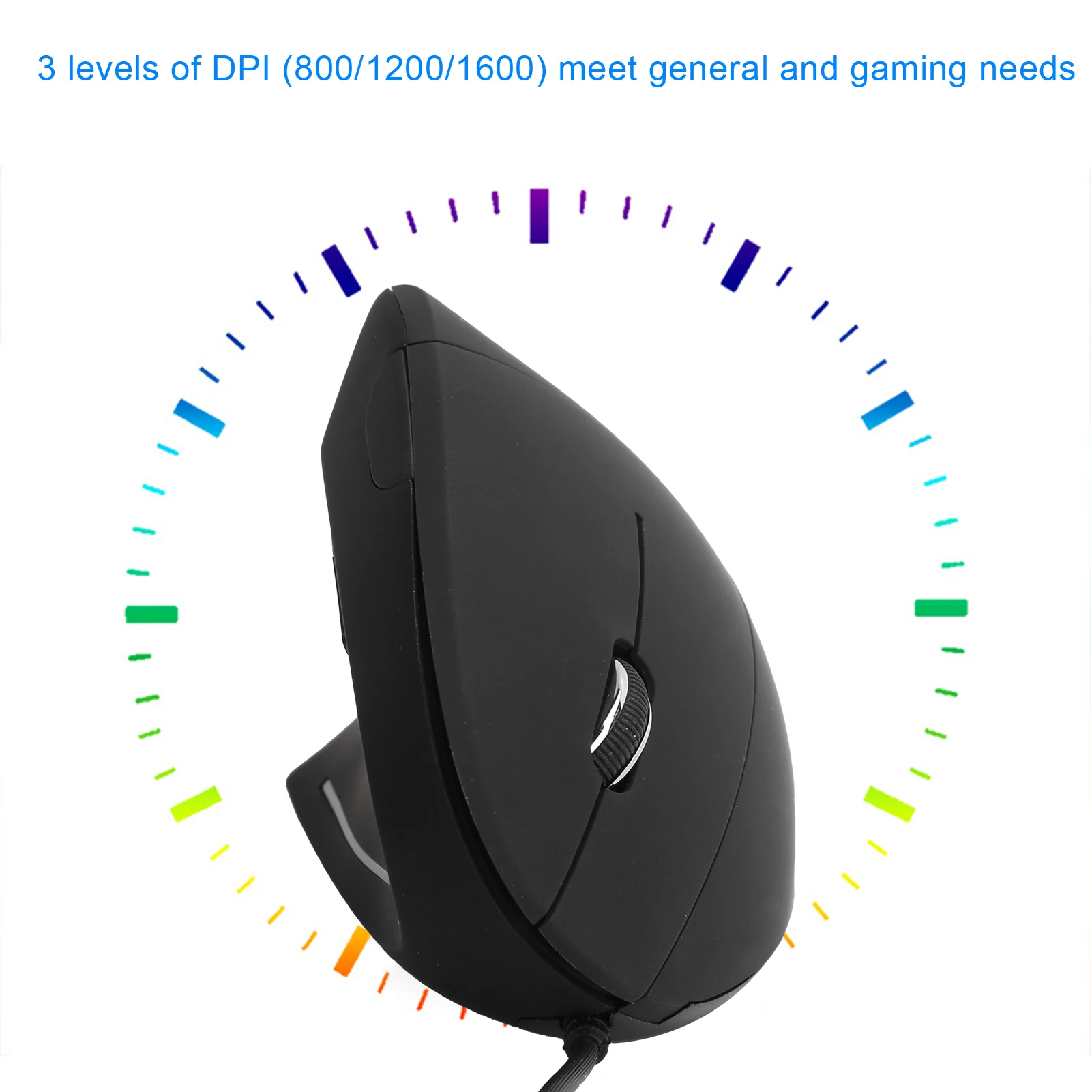 Wired Mouse Left Hand Mouse Vertical Ergonomic DPI Adjustable 800/1200/1600DPI USB Optical for Windows 8/Windows 10 view 5