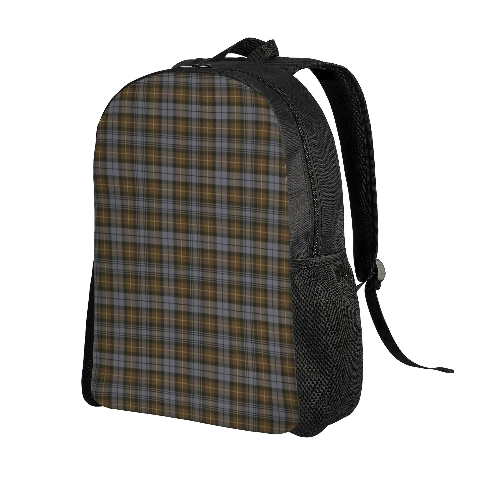 

Scottish Checked Backpack - Gordon Family Checked Design (Green/Yellow/Tan/Black) | Lightweight padded single compartment