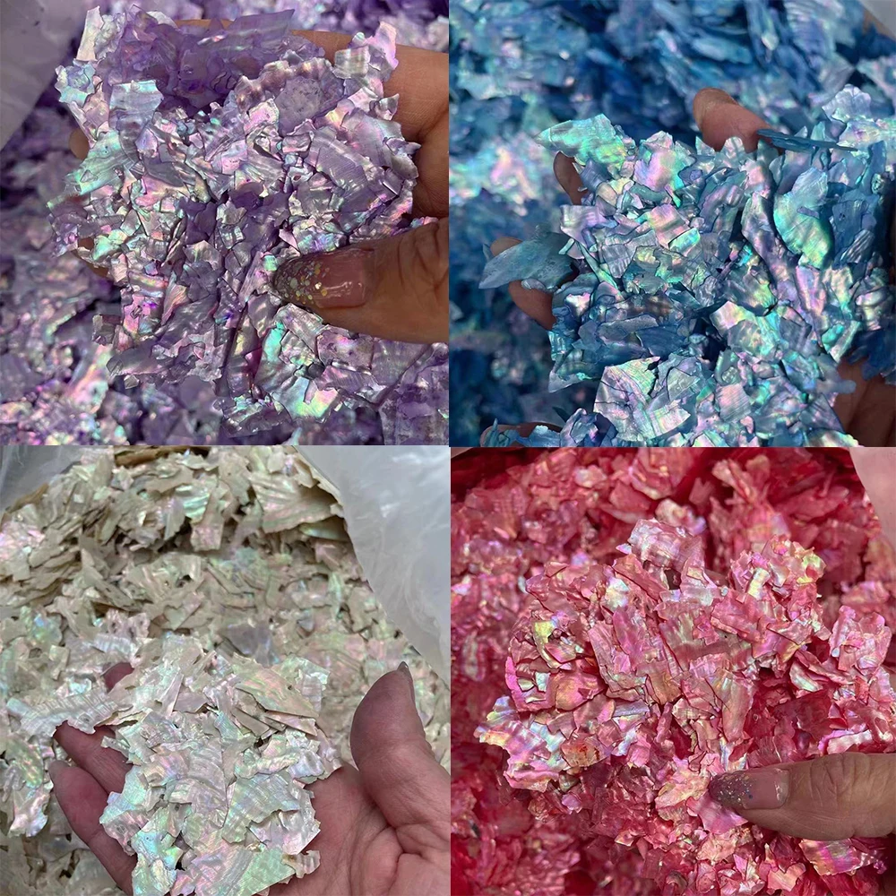 5g Aurora Nail Abalone Shell Slices 3D Thin Irregular Sea Shell Chips Stone Summer Natural Abalone Fragments Flakes Nail Charms