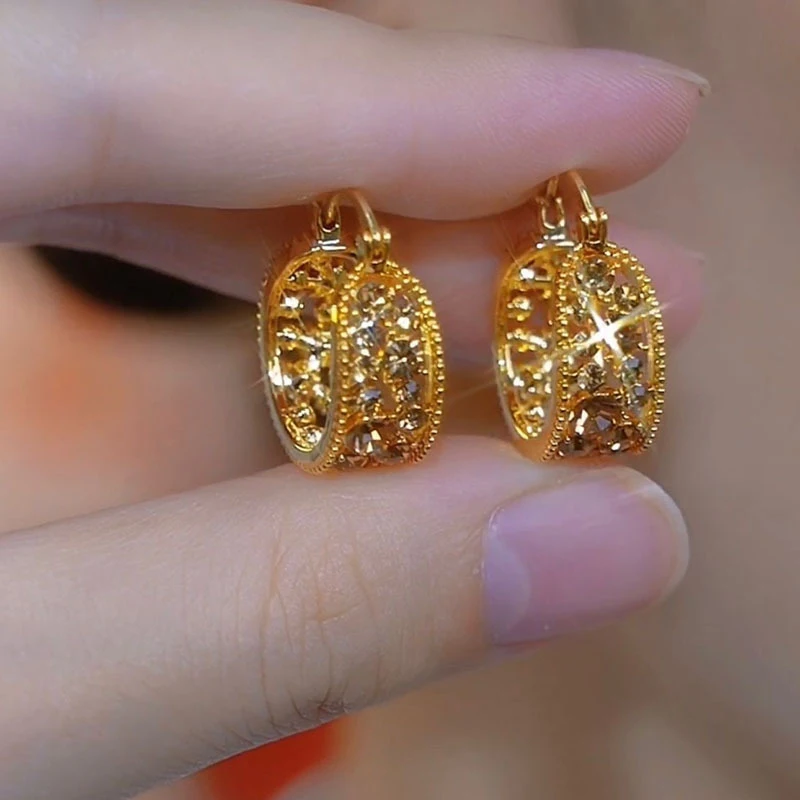 Vintage  High-End Full Circle Hoop Ear Cuffs, Unique Light Luxury Chic Celebrity Style Fashion Earrings