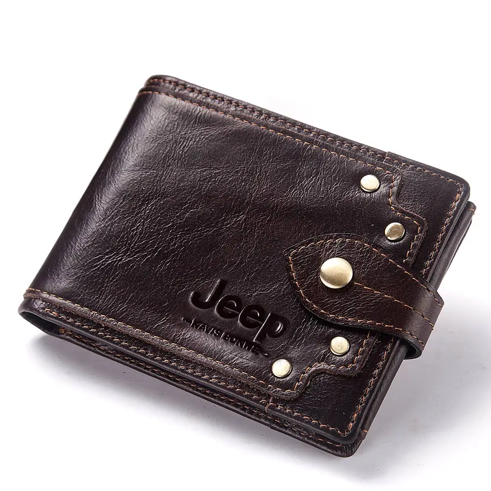 100% Genuine Leather Rfid Protection Wallets for Men Vintage Short Multi Function ID Credit Card Holder Money Bag