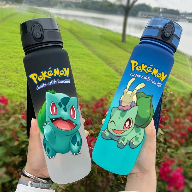 650ML Bulbasaur  Anime Characters Water Cup Portable Children's  Outdoor Sports  Large Capacity Plastic Antidrip Water Bottle