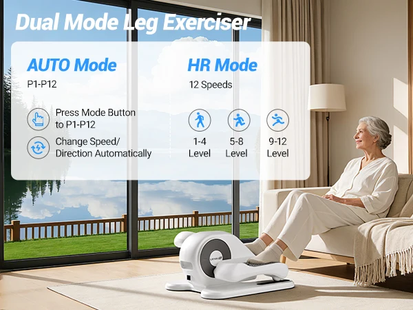 Under Desk Electric Elliptical Machine, 12 Speed Seated Pedal Exerciser with Remote Control, Forward Reverse Mini Leg Exerciser for Home Office Use