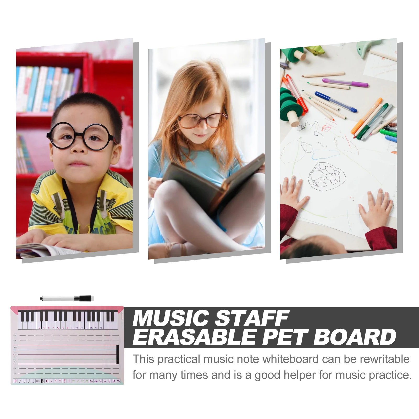 

1Set Musical Note Whiteboard Erasable Stave Board Pet Material Practical Piano Practice Tool Stave Whiteboard