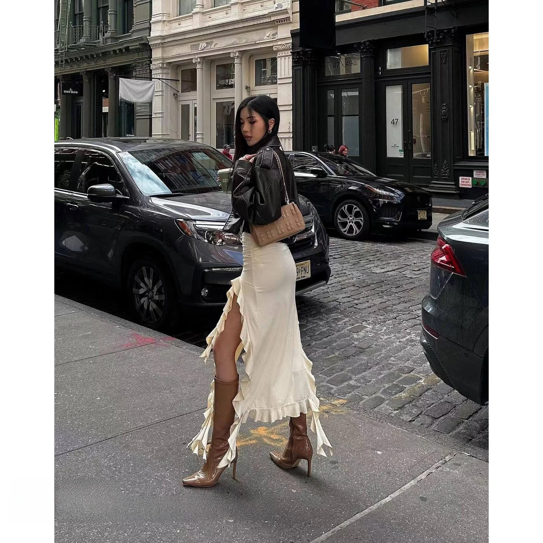 

Faionable Tassel Trim ter Wrap Hip Skirt Alluring Mid-Thigh Women's Skirt High Waist Bodycon Summer 2023 Color