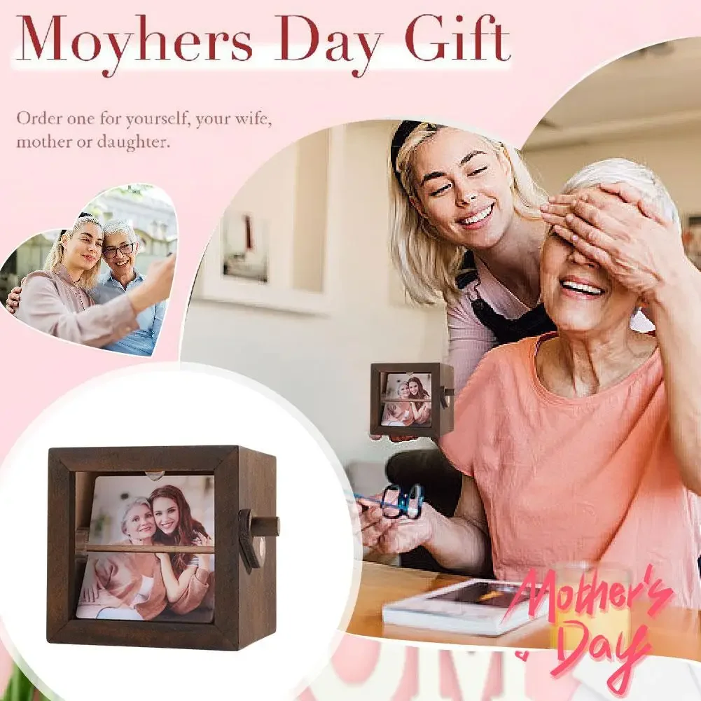 DIY Emit Light Hand-cranked Page Turning Album for Commemorative Collection Gift Can Store 8/16 Photos Home Decoration