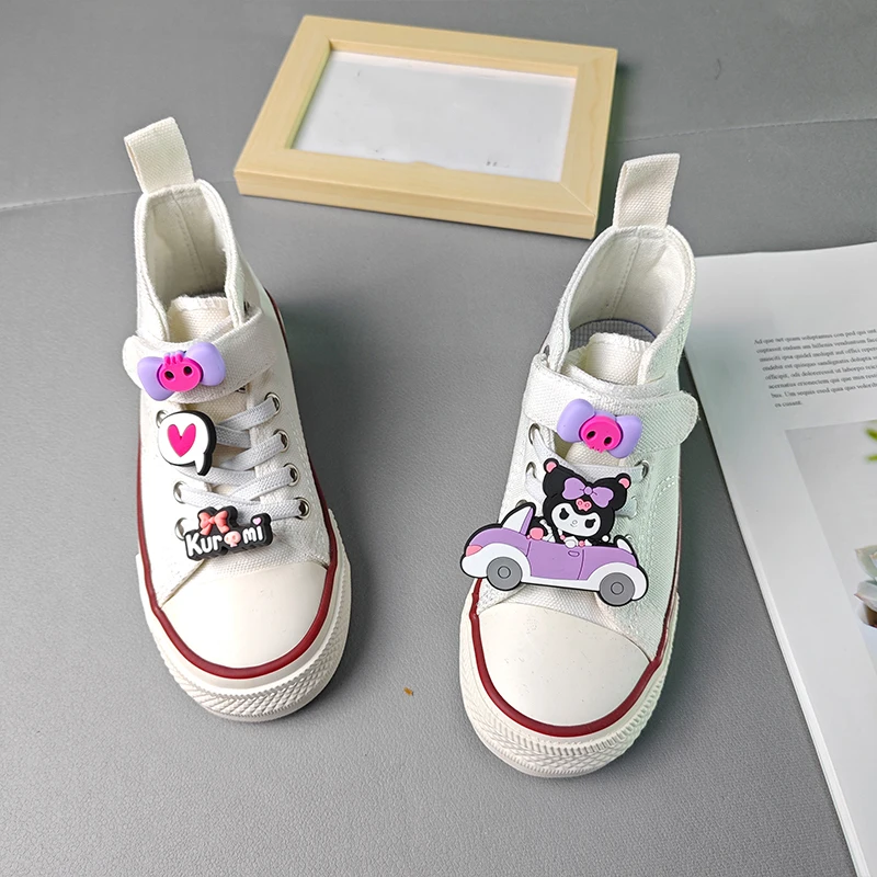 Sanrio Kawaii Kuromi Children\'s Canvas Shoes Anime Cartoon  Easy To Clean Exquisite Comfortable Beautiful Cute  Casual Sneakers